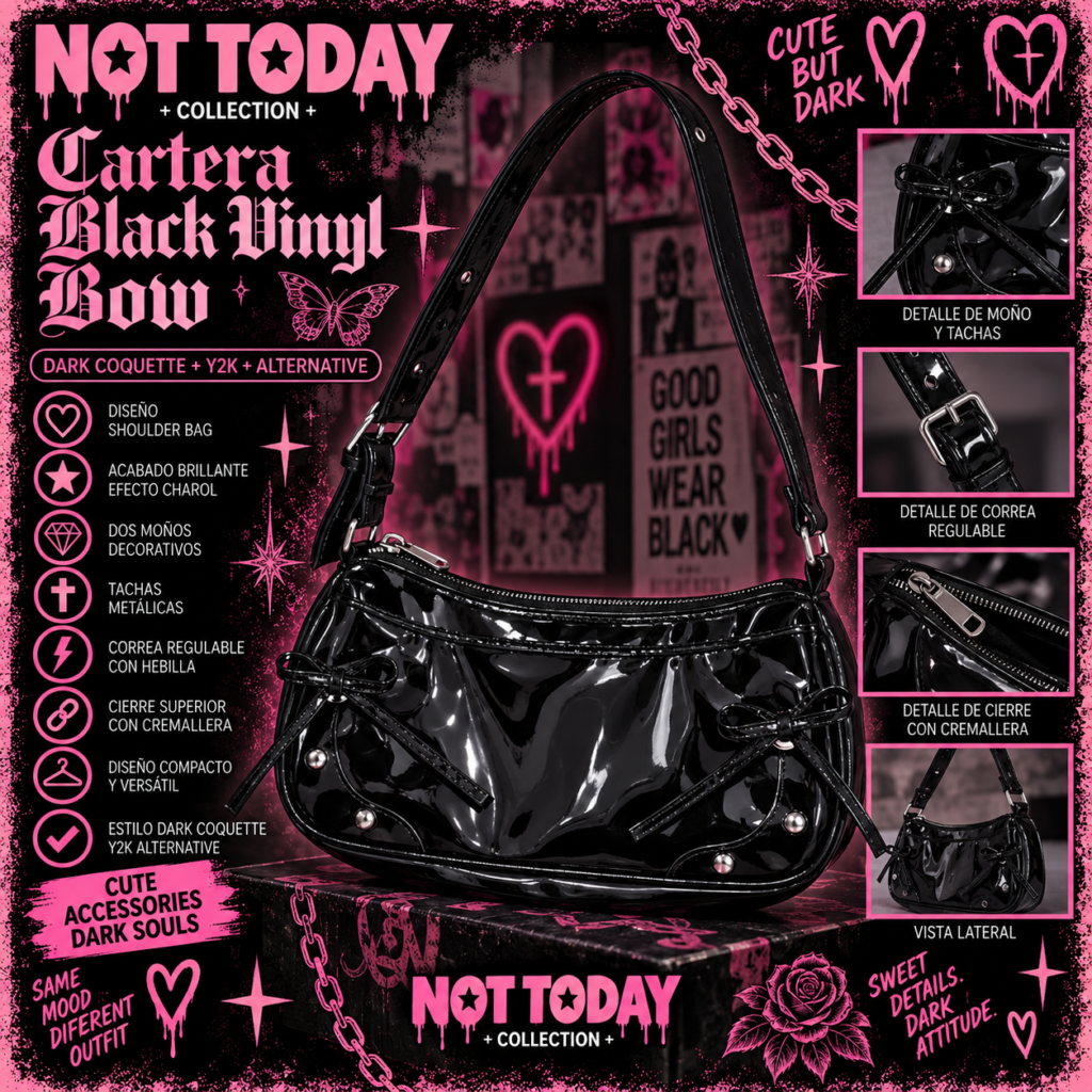 Cartera Black Bow charol – Not Today