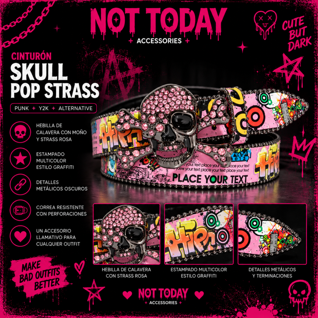 Cinto Calavera Pop Strass – Not Today
