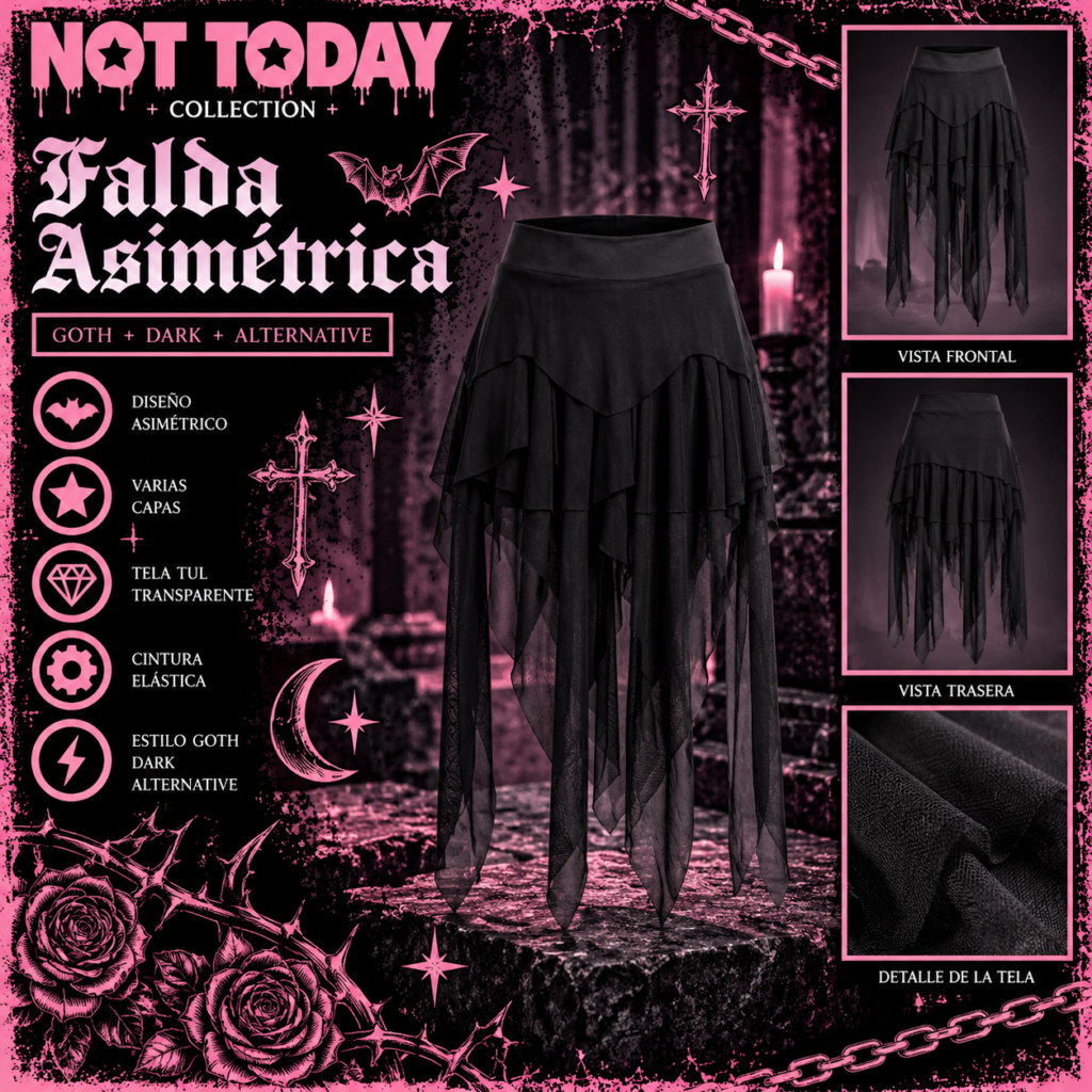 Pollera Gothic Asimétrica de Tul – Not Today