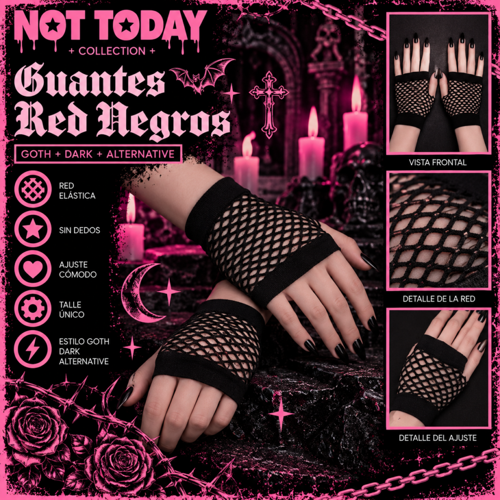 Guantes de Red Negros Sin Dedos – Not Today