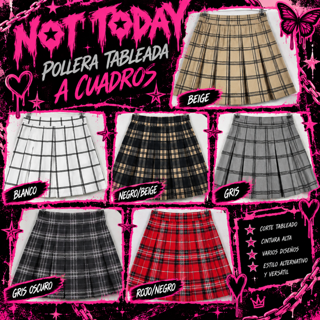 Pollera Tableada a Cuadros – Varios Diseños