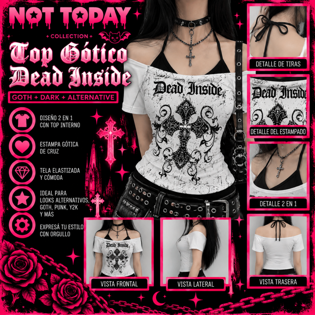 Top Gótico Dead Inside - Not Today